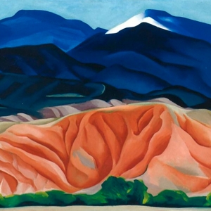 德·庫寧在1957年和1958年在墨西哥，紅潤的大地，裸露的落基山脈，它們身後黃昏時天空 ...